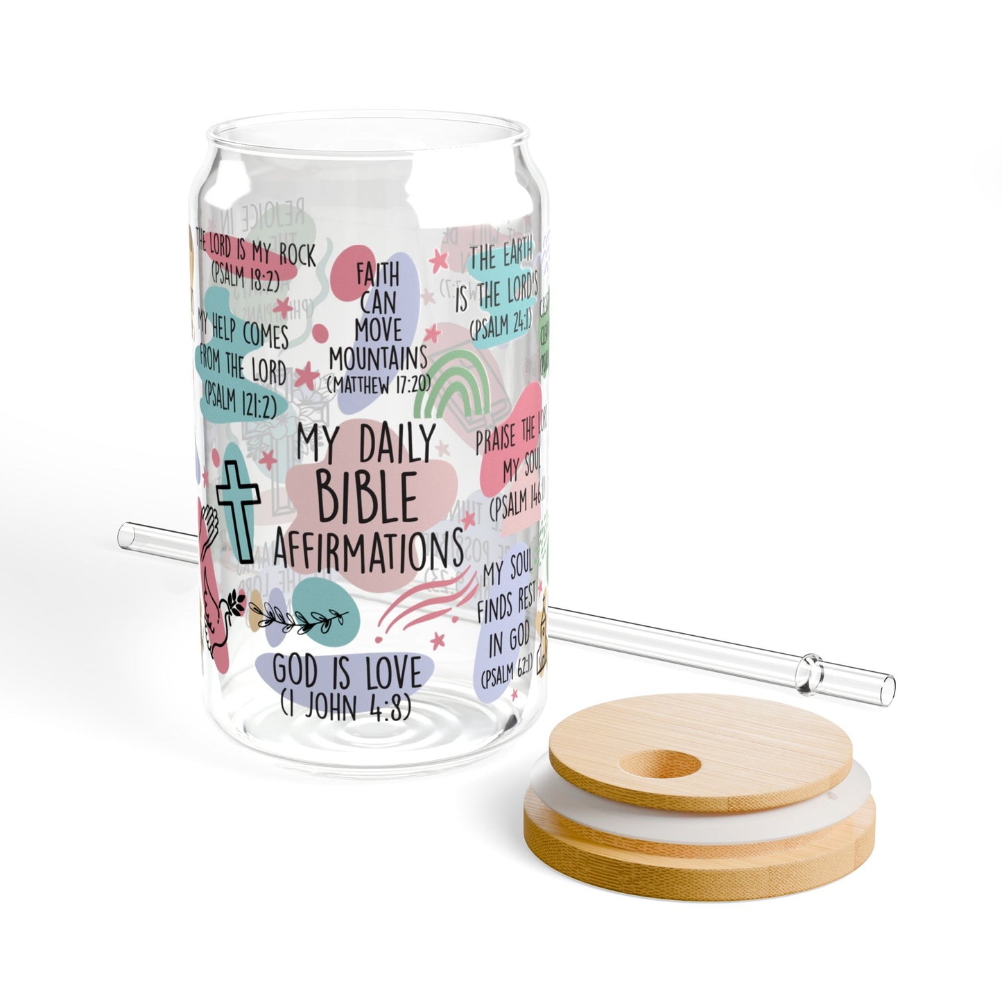 Bible Affirmations Straw Glass